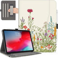 iPad Pro 13 inch Case (M5) 2025, Case for iPad Pro 13-inch (M4) 2024 with Pencil Holder Multi-Angle View Adjustable Stand Shockproof Protective case with Pocket/Hand Strap/Auto Wake Sleep, Flowers