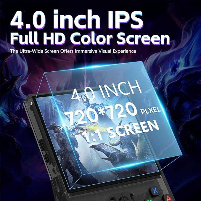 R36MAX Retro Handheld Gaming Console, Built-in 22,000+ Classic Games, Open Source Linux System, Portable Game Emulator Console, 4.0-Inch 4K HD IPS Screen Video Player, 4000mAh Battery (Black 128GB)