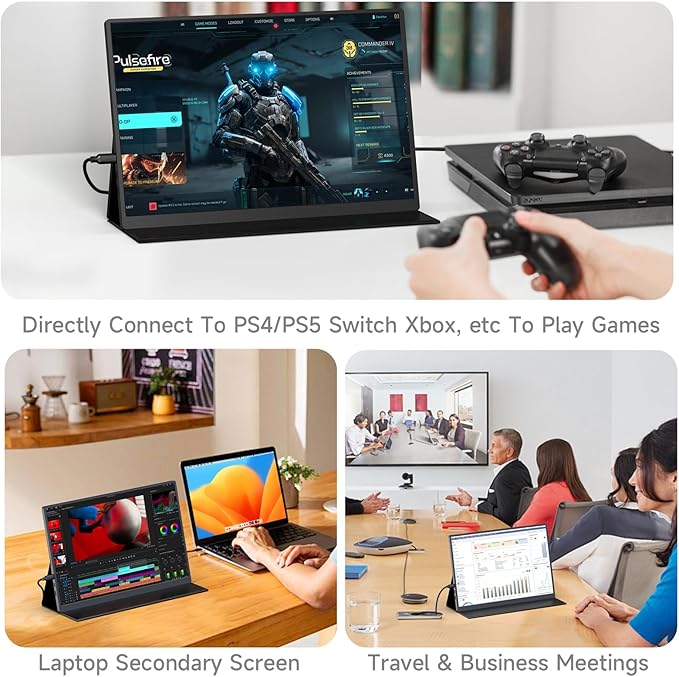 AYY 16" 2.5K 120Hz Portable Monitor, 2560x1600 HDR IPS Display, QHD 100% sRGB, USB-C & HDMI, Eye Care External Second Screen, for Laptop/PC/Phone/PS4/5/Xbox/Switch