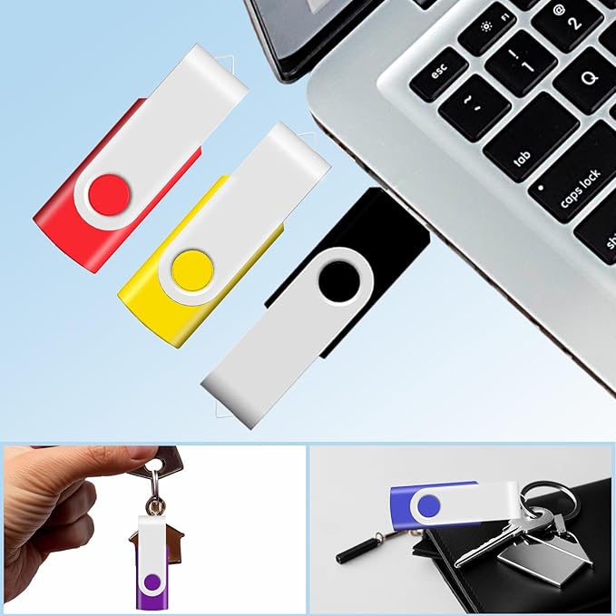 JBOS 2GB USB Flash Drive 20 Pack - 2GB USB Drives - Memory Stick - Swivel - USB2.0 - Pen Drive - Mixed Color