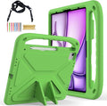for iPad Air 11" M4 M3 M2 2026 2025 2024 Case for Kids, iPad Pro 11 Inch M5 M4 Case 2025 2024, Soft EVA Handle with Shoulder Strap Stand Cute Kids Friendly Bumper Cover, Green