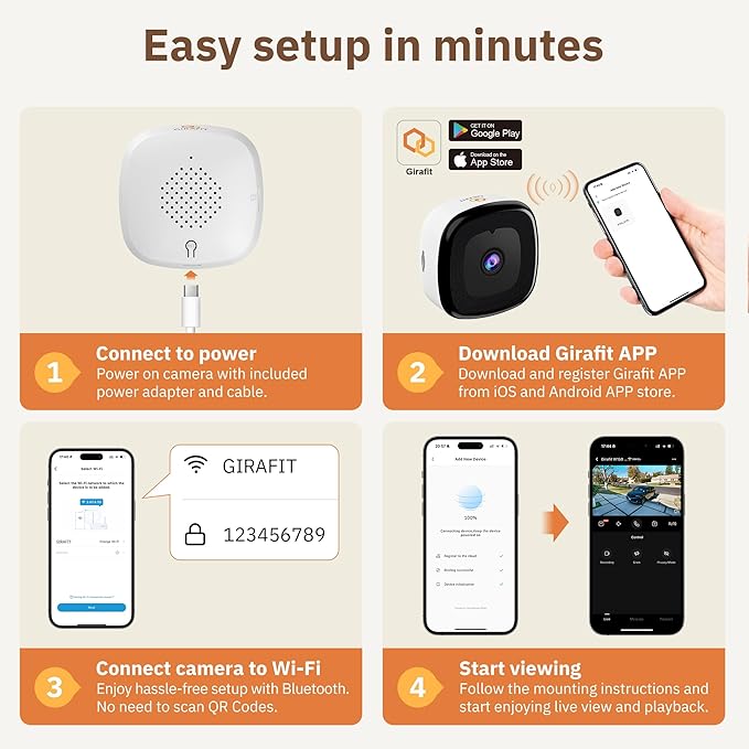 3MP 2K Window Camera,2.4GHz & 5GHz WiFi Indoor Cameras for Home Security with ChroMax Al Color Night Vision,Person & Motion Detection,24/7 Recording,Easy & Quick Install(3pcs)