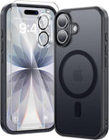 toushion 3 in 1 for iPhone 17 Case Matte Black,Fits MagSafe, Screen Protector*1 Camera Lens Protector*1,Matte Skin Feeling Back, Cover Military-Grade Protection