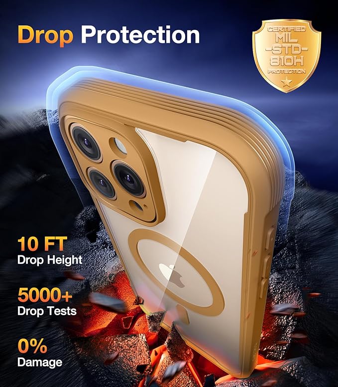 Diaclara Magnetic Designed for iPhone 16 Pro Max Case, Full Body Rugged with Touch Sensitive Anti-Scratch Screen Protector, Compatible with MagSafe, Soft Bumper Case for iPhone 16 Pro Max 6.9'', Brown