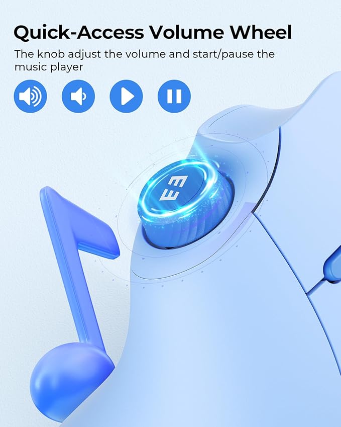 seenda Ergonomic Mouse Wireless, MOU-302 Bluetooth Vertical Mouse Rechargeable, Volume Knob, Silent Mice & 1000/1600/2400 DPI, 3 Multi-Device Connection for Windows/PC/Laptop/Mac/MacBook, Blue