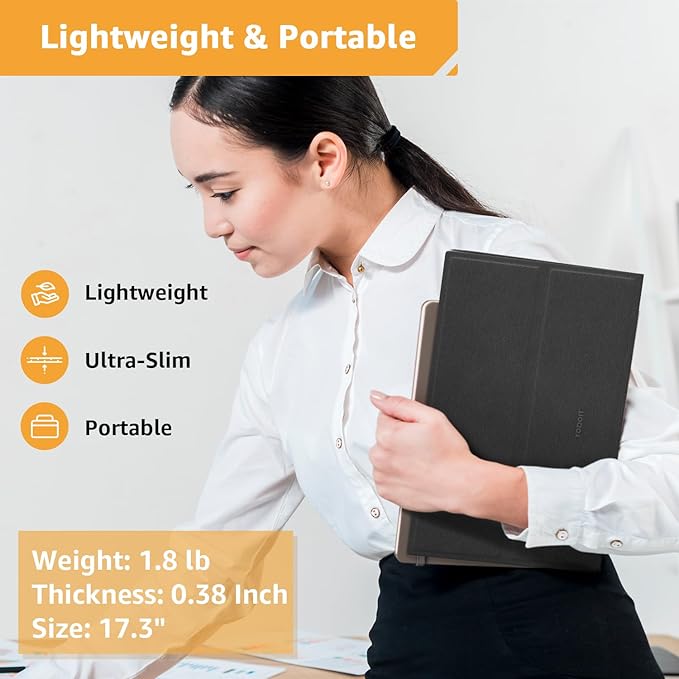 Yodoit Portable Monitor for Laptop 1920×1080 17.3" FHD Screen IPS Display with USB Type C Port, Built-in Speakers and Smart Cover Compatible with PC, MacBook, Xbox (Black)