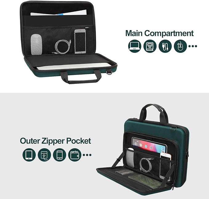 MOSISO Laptop Bag for Men,13-14 inch Computer Bag Compatible with MacBook Neo 13 /Air 13.6 / Pro/Air 13, HP, Dell, Lenovo, Asus, Hard Shell Laptop Case with Front Pocket&Shoulder Strap, Teal Green