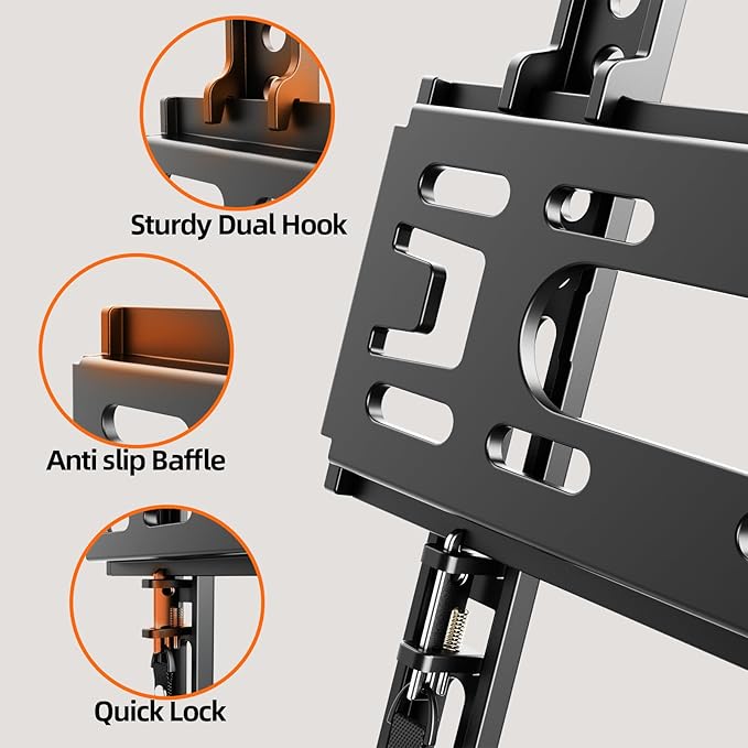 IWORBOARD 32 40 42 inch Fixed TV Monitor Wall Mount for LED LCD TVs & Monitor, Low Profile Small RV TV Mount, Easy Slim Flat Wall Bracket, Max VESA 200x200mm, 66lbs, Single Stud, Fit 19 24 42 inch