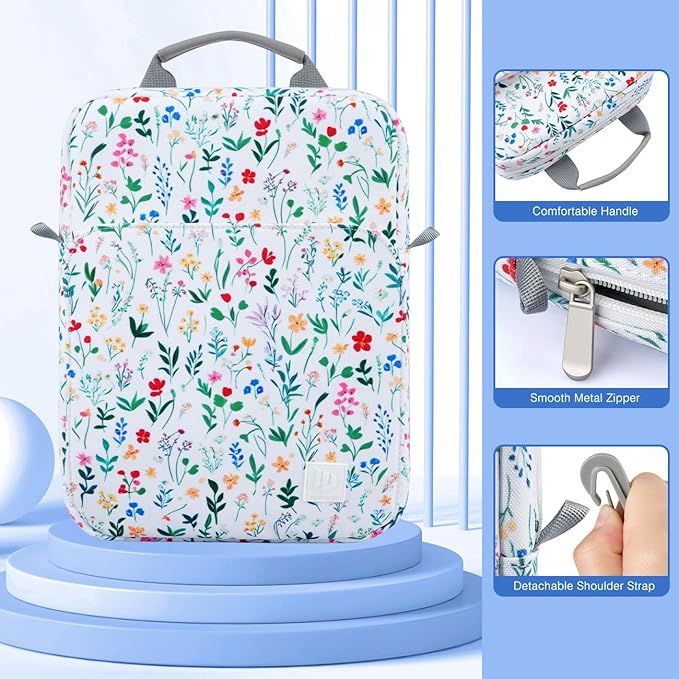 Dadanism 9-11 Inch Tablet Sleeve Bag Carrying Case with Shoulder Strap for iPad (A16) 11", iPad 10th Gen 10.9", iPad Air M4/Pro M5 11", iPad 9/8/7th 10.2", Galaxy Tab A11+ Plus 11",Blooming Bouquet