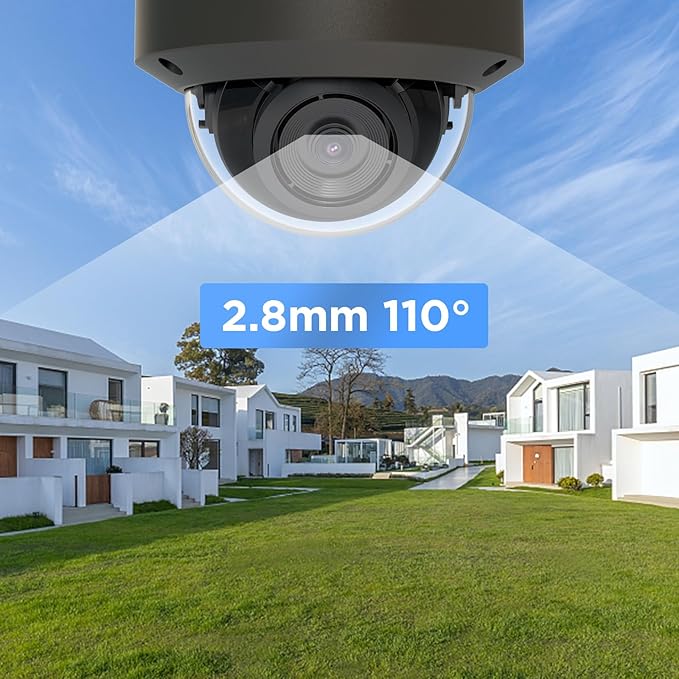 8MP PoE Vandal Dome Camera Outdoor Indoor with Mic, 4K H.265 IK10 Security IP Camera, Human Vehicle Detection, 100ft IR Night Vision, IP66 110° Wide Angle 2.8mm Lens, PD54BA3-8M (Not PTZ)
