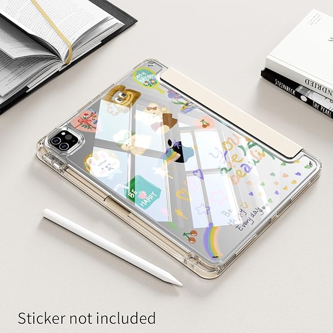Case for iPad Pro 11 Inch 4th 2022, Pro 3rd/ 2nd Generation 2021/2020 with Pencil Holder, Shockproof Slim Cover with Clear Hard PC Back Shell for iPad Pro 2022/2021/2020,Auto Sleep/Wake, Cream