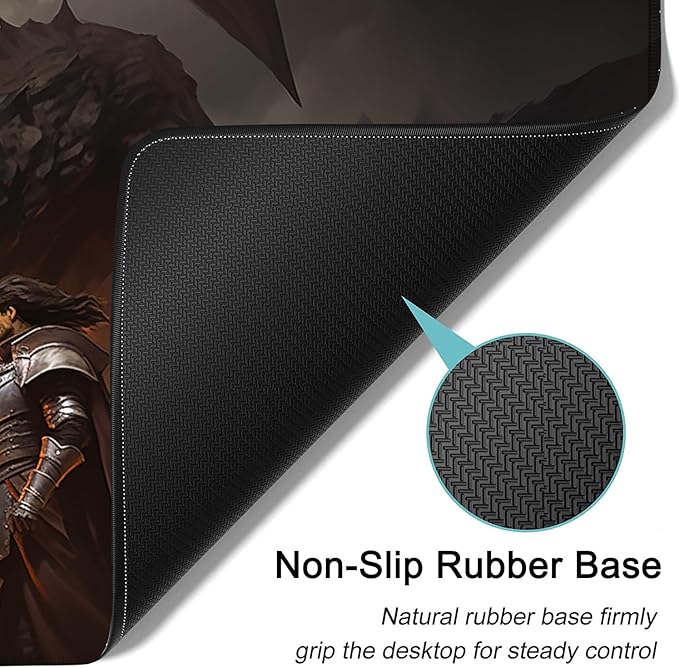 Large Mouse Pad, 31.5 x 11.8in Extended Gaming Mouse Pad with Stitched Edges, XXL Mousepad Protector Non Slip Rubber Base for Office & Home Writing Mat, Games Dragon vs Samurai Pattern Black Desk Mat