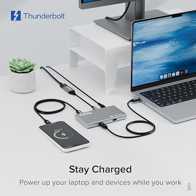Plugable 5-in-1 Thunderbolt 4 Hub,Single 8K or Dual 4K Display, 4K HDMI Adapter Included, Thunderbolt 4/3, USB4,USB-C Expansion for Modern Mac and Windows Systems, Driverless