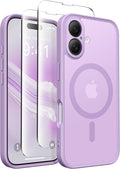 CAPRARO Magnetic Compatible with iPhone 16 Case, Upgraded [Full Camera Protection] [Compatible with MagSafe] Protective Translucent Matte Women Girl Phone Case Cover, Elegant Purple