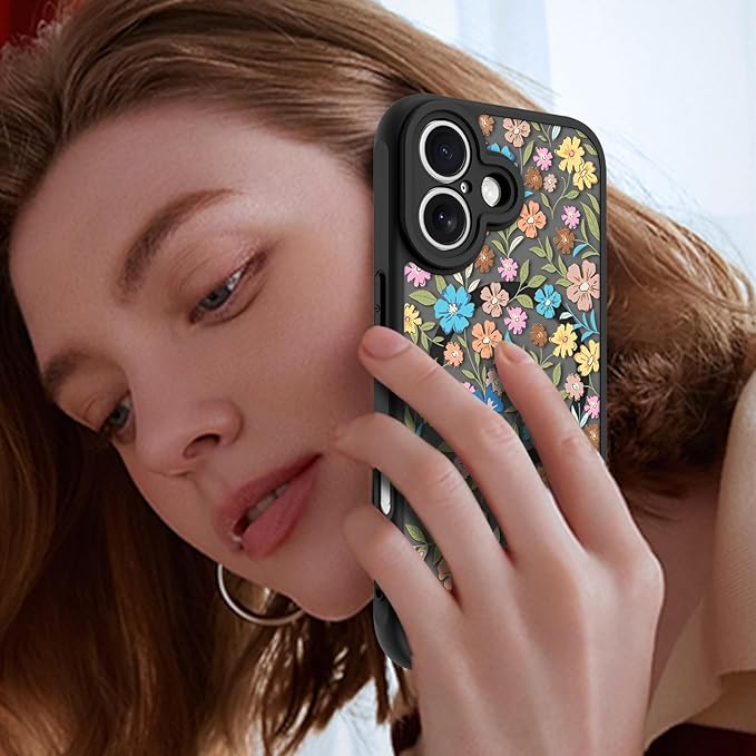 KANGHAR Case Compatible with iPhone 17 Flower Pattern [Compatible with Magsafe] Cute Colorful Blooming Florals Protective Magnetic Case for Girls Women 6.3"