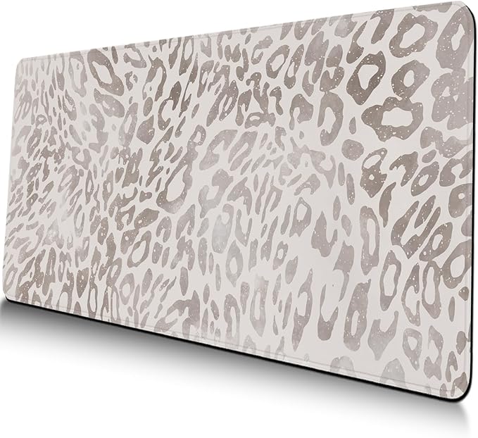 Leopard Gaming Mouse Pad Large, Large Mouse Pad for Desk, Extended Desk Mousepad with Non-Slip Rubber Base Stitched Edge Keyboard Mat for Gaming Home Office, 35.4" x 15.7"