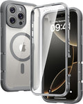 Diaclara Magnetic Designed for iPhone 16 Pro Case, Full Body Rugged with Touch Sensitive Anti-Scratch Screen Protector, Compatible with MagSafe, Soft Bumper Case for iPhone 16 Pro 6.3'', Gray