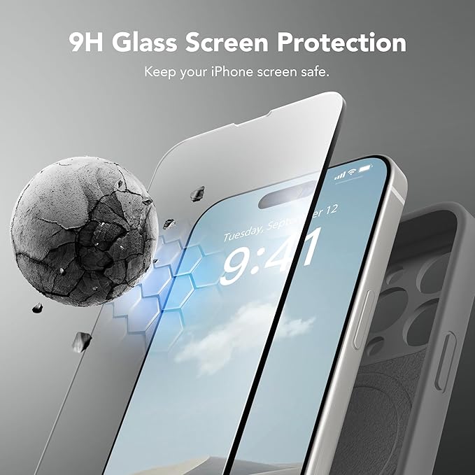 Magnetic for iPhone 13 Pro Case, Compatible with MagSafe, [Full Camera Protection][Screen Protector] Silicone Shockproof Protective Phone Case for iPhone 13 Pro 6.1", Dark Gray