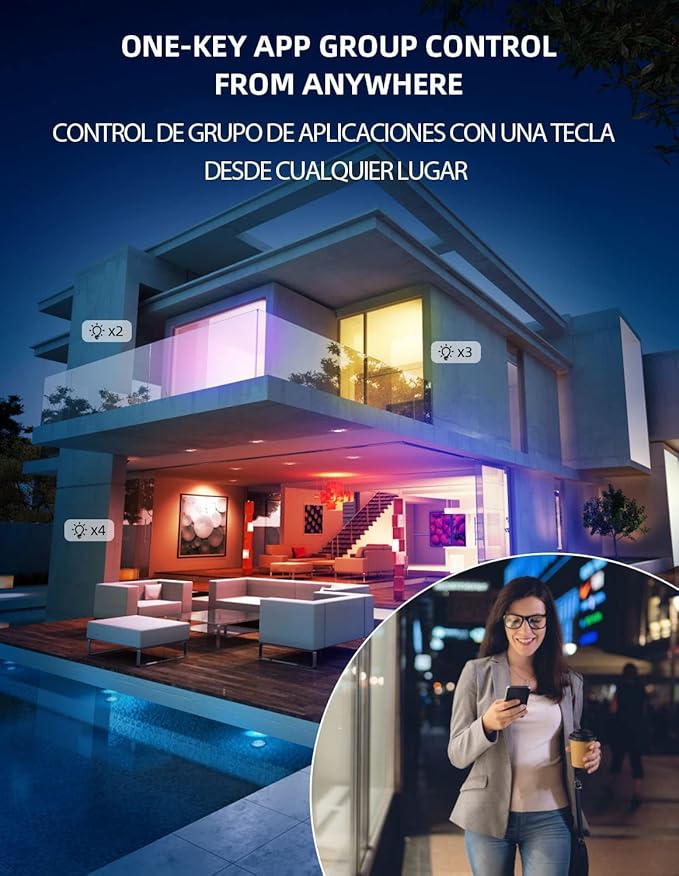 Smart Light Bulbs, 2700K-6500K Dimmable & Color Changing A19 LED Bulb, Works with Alexa Siri Google Home, 2.4GHz WiFi, RGBCW Light Bulb with App Voice Control, Timer & Group Control, 2 Pack