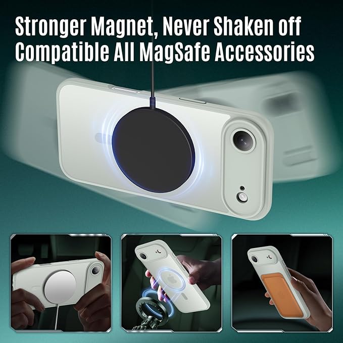 Symcele Designed for iPhone Air Case, Compatible with MagSafe, [Camera Protection] [15FT Military Drop Protection] Shockproof Translucent Matte Anti-Slip Thin Slim Phone Case, 6.5", Calke Green