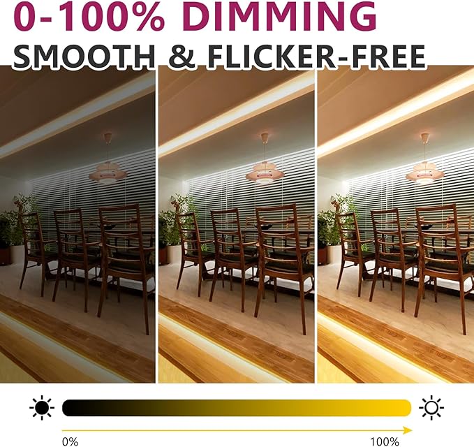 EMITEVER COB LED Strip Lights Warm White, 3000K Tape Light Premium High Density, DC 24V, 360+Lumens/ft, 2560LEDs/Spool, Ra 90+, 16.4ft/5m, UL Listed 5 Year After-Service (power supply sold separately)