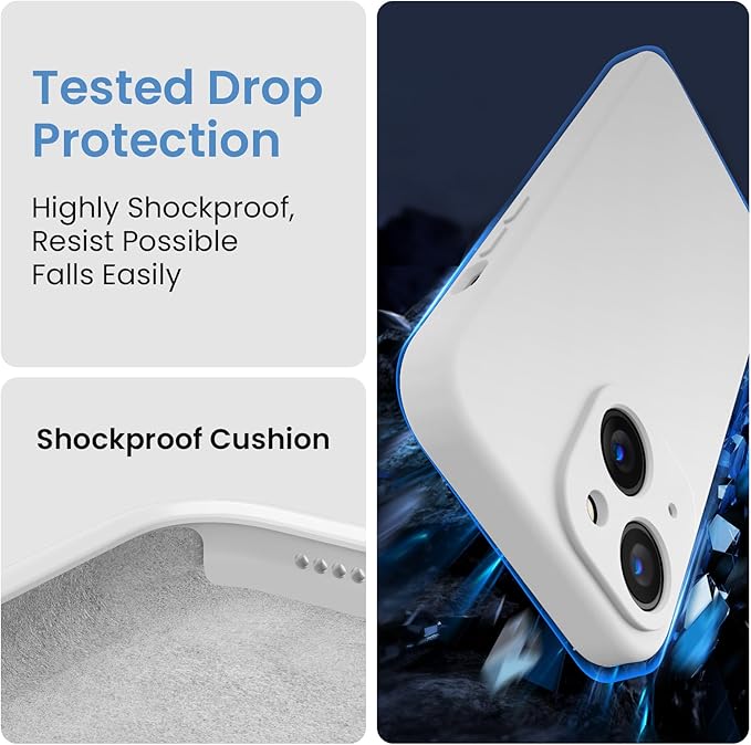 FireNova Designed for iPhone 15 Case, Silicone Upgraded [Camera Protection] Phone Case, Soft Anti-Scratch Microfiber Lining Inside, 6.1 inch, White