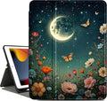 Vimorco Case for iPad Air 3rd 2019, for iPad Pro 10.5 inch 2017/2019, for iPad 9th/8th/7th Generation 10.2 inch,4 Viewing Angles,Pencil Holder,Full Protective Cover,Auto Sleep/Wake,Black Moon Flowers