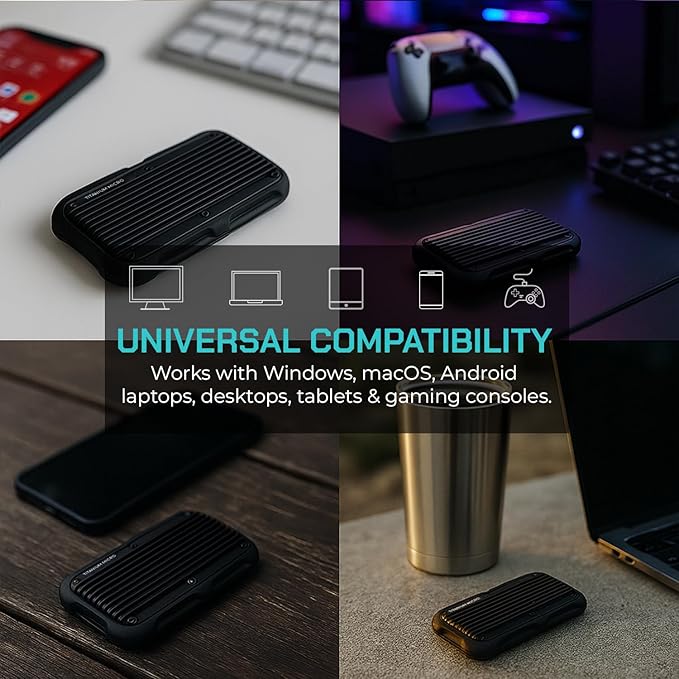 Titanium Micro External SSD 2TB - Mercury Portable SSD, Up to 1000MB/s, USB 3.2 Gen 2 USB-C USBA, Rugged IP66 Water Resistance, Drop Proof, External Solid State Drive Slim and Lightweight Storage