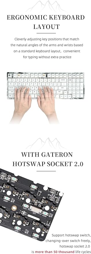GATERON iG 98 Co-Branded Mechanical Gaming Keyboard, Tri-Mode Hot Swappable Wired/Bluetooth/2.4G Wireless Keyboard with RGB Light for Windows & Mac, PBT Keycaps (Splashing Ink, Mini i Switch)
