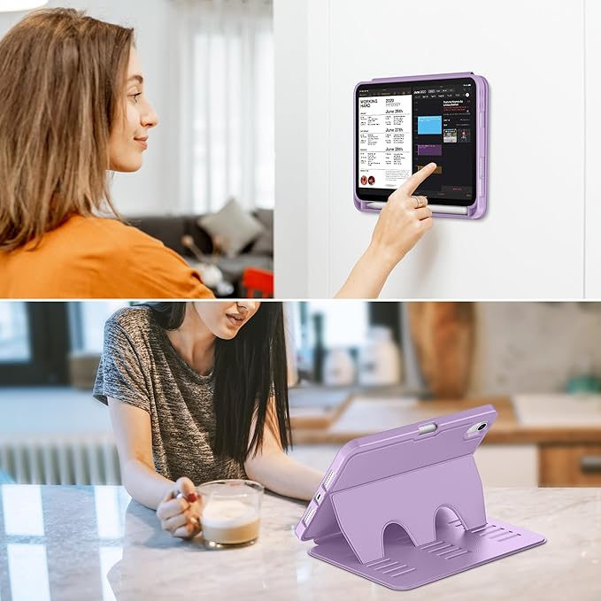 VIKESI Case for iPad mini 7 (A17 Pro) and iPad mini 6,Multiple Angles Magnetic Stand Cover,Shockproof Soft Back,Pencil Holder,and Auto Sleep/Wake,Lilac