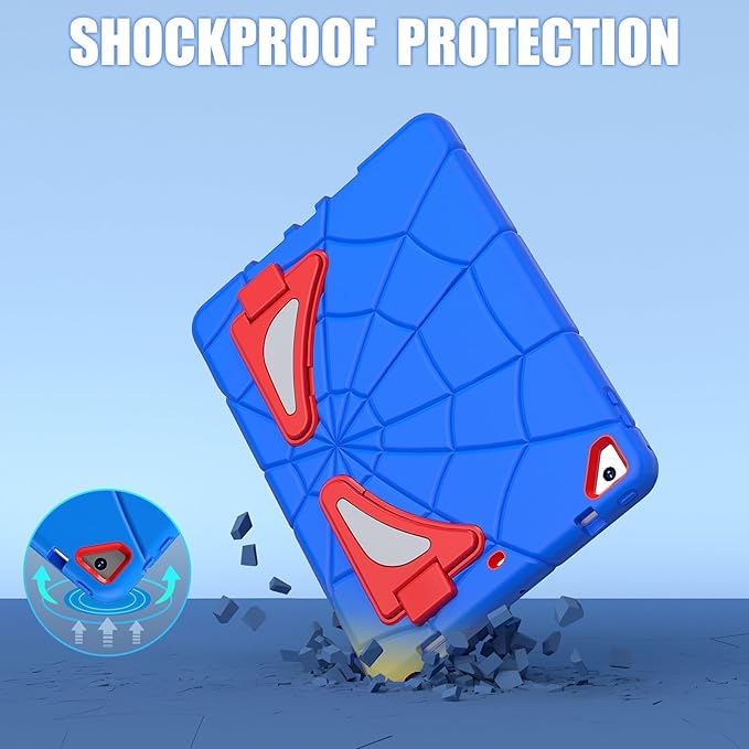 AKABEILA Compatible with Apple iPad 9.7 5th/6th(2017/2018)/iPad Air 2/iPad Pro 9.7 Tablet Case，Lightweight Shockproof Rugged Protective Cover with Kickstand for Kids Children Boys Babies Blue Red