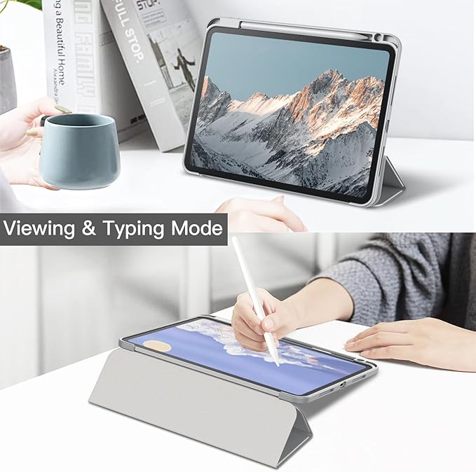 JETech Case for iPad Pro 11-Inch M5/M4 2025/2024 (6th/5th Generation) with Pencil Holder, Clear Transparent Back Shell Slim Stand Shockproof Tablet Cover, Auto Wake/Sleep (Silver)