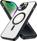 Hython Magnetic Clear for iPhone 14 Case with Camera Lens Protector [Compatible with MagSafe] Luxury Plating Edge Slim Soft TPU Cover Protective Phone Case for iPhone 14 6.1", Matte Black