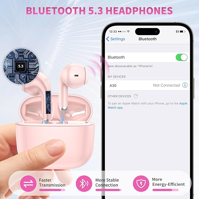 True Wireless Earbuds for iPhone 17 Pro Max 16 15 14 13 12 11 XS/iPad Pro Air Bluetooth 5.3 Headphones with HD Mic Noise Isolation HiFi Stereo Earphone for Samsung Galaxy S26 S25 S24 FE S23 S22 Ultra