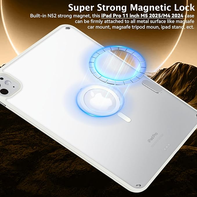 BENTOBEN Magnetic for iPad Pro 11 Inch Case (M5/M4) 2025/2024, Translucent Matte Back Slim Soft TPU Bumper Lightweight Shockproof Protective Women Girls Boys Tablet Case Cover, Stone