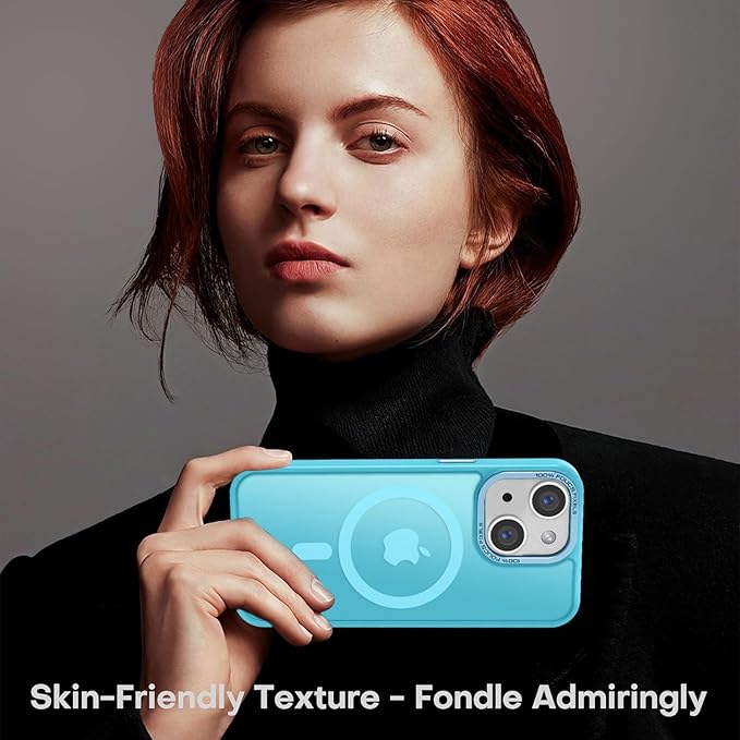 Newfuture Designed for iPhone 13 Case & iPhone 14 Case with Magnetic [13 FT Military Drop Protection] [Compatible with Magsafe] Slim Translucent Shockproof with Anti-Fingerprint Phone Case, Lake Blue