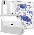 MrARTIST for for iPad Pro 11 Inch Case (M5/M4) 2025/2024 6th/5th Generation Case Cute for Women Girls Girly Kawaii Aesthetic Design for Apple Tablet Cover with Pencil Holder, Turtles