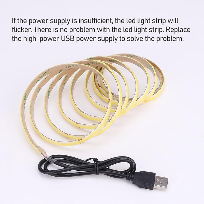 DC 5V USB COB LED Strip Light Natural White 4000K Dimmable IP65 Waterproof CRI 93+ USB Powered 6.6ft/2M 640LEDs with Dimmer High Brightness Flexible LED Tape Lights
