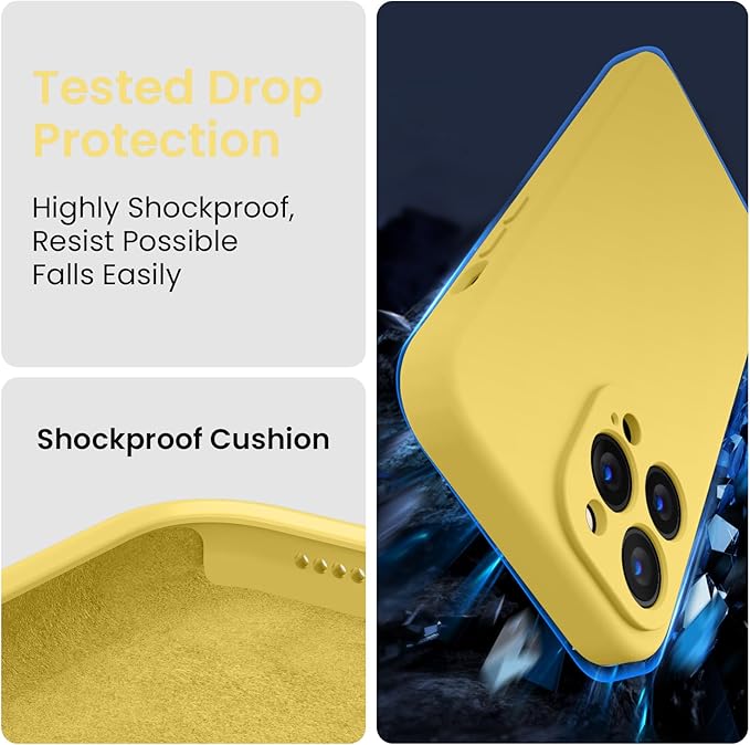 FireNova Designed for iPhone 13 Pro Max Case, Silicone [Camera Protection] Phone Case, Soft Anti-Scratch Microfiber Lining Inside, 6.7 inch, Yellow