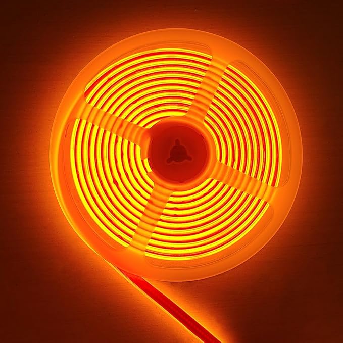 528Led/m COB Flexible LED Strip Light 16.4FT DC12V/24V Bendable Tape (Orange, 12V)