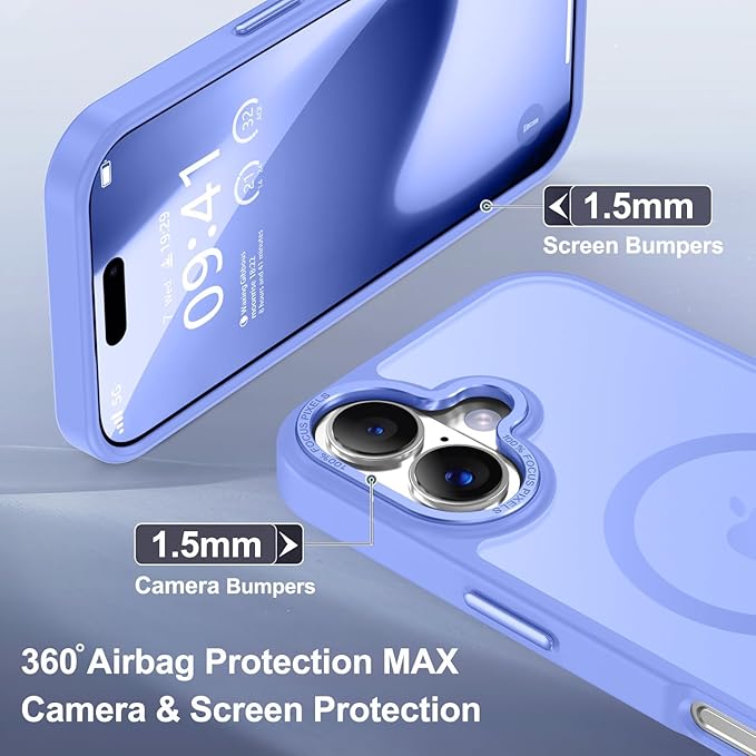 Newfuture Magnetic for iPhone 17 Case [Compatible with Magsafe] [Military Grade Drop Protection] Translucent Matte Anti-Scratch Shockproof Protective Phone Cover 6.3 Inch, Light Purple