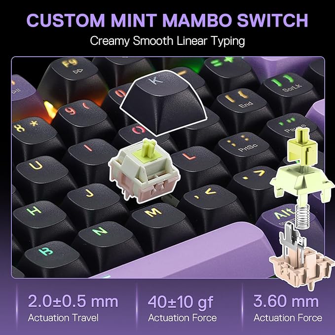 Redragon K740 PRO 98 Keys Wireless RGB Gaming Keyboard, 3-Mode PBT Mechanical Keyboard w/Solid Aluminum Base, Dedicated Knob Control & Hot-Swap Socket, Custom Linear Switch