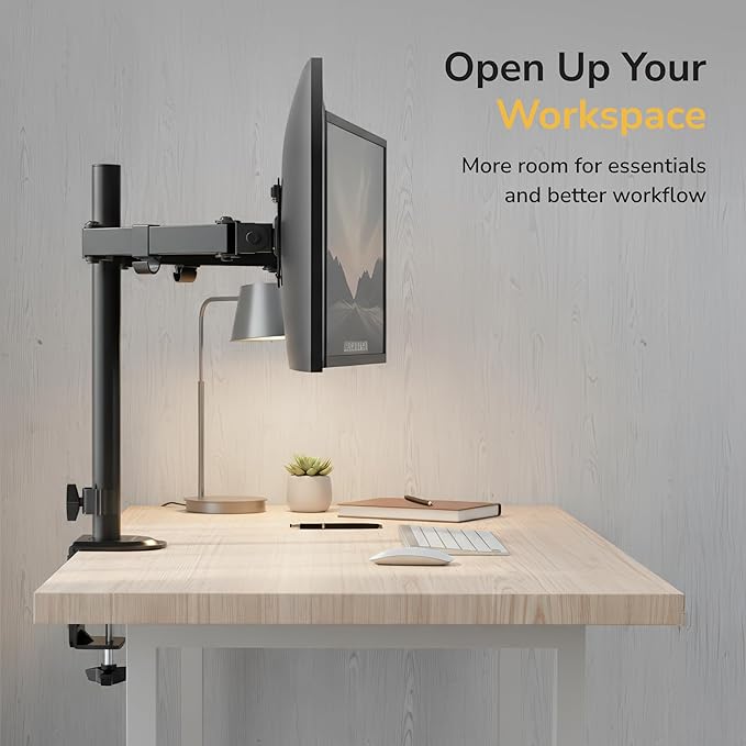 Mount-It! Dual Monitor Stand, Full Motion Desk Mount for 2 Screens up to 32” and 19.8 lbs Each, Tilt Swivel Rotate, VESA 75x75 & 100x100, Adjustable Dual Screen Arm with C-Clamp or Grommet