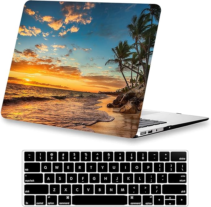 Compatible with MacBook Air 13 inch Case 2022 2021 2020 2019 2018 Release M1 A2337 A2179 A1932, Protective Plastic Hard Shell Case & Keyboard Cover, Has Logo Cutout, Beach Theme