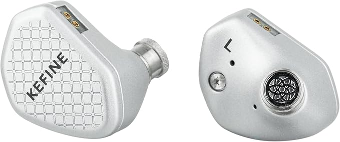 Linsoul Kefine Klean in Ear Monitor,10mm DLC Diaphragm Dynamic Driver HiFi Earphones,Wired Gaming Earbuds,Replaceable Nozzles,Detachable Silver-Plated Cable for Audiophile (with Mic Type-C, Silver)