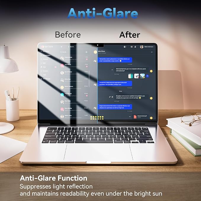 Mamol 2 Pack Anti Blue Light Screen Protector for MacBook Air 13.6/13 Inch (2022-2026, M2, M3, M4, M5), Eye Protection Filter, Anti Glare