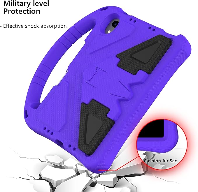 Kids Case for Apple iPad mini 7 2024/ iPad mini 6 2021 8.3", EVA Durable Shockproof Handle Kickstand Lightweight Kids Friendly Cover Case with Shoulder Strap, Purple