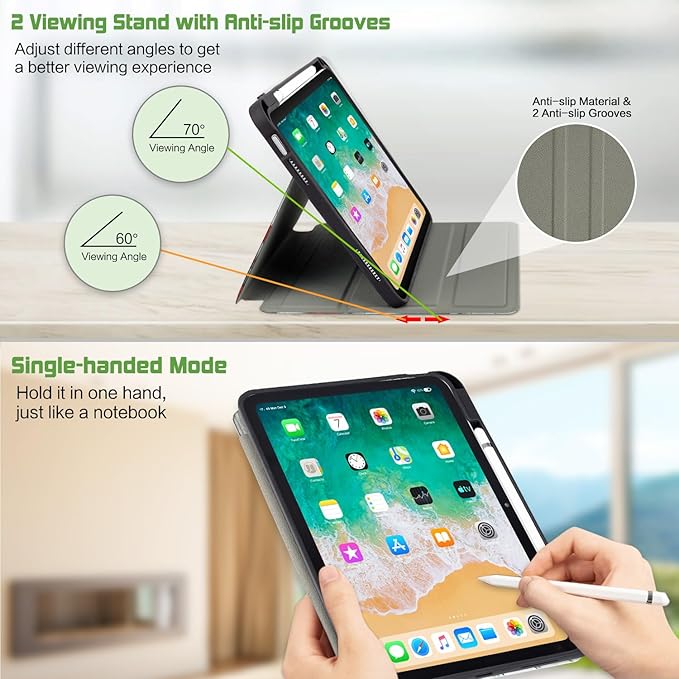 for iPad (A16) 11Th/10Th Generation Case 2025/2022, Flower for iPad A16 Case 11Th/10Th Generation 11-inch/10.9-inch, Slim Cover Pencil Holder & 4 Viewing Angles & Typing Stand, Rose Home