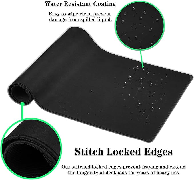 Computer Desk Pad - Black and White, Gaming Keyboard and Mouse Pad, Non-Slip Rubber Base, 35.4 X 15.7 inch for Work/Game/Office Topographic Map