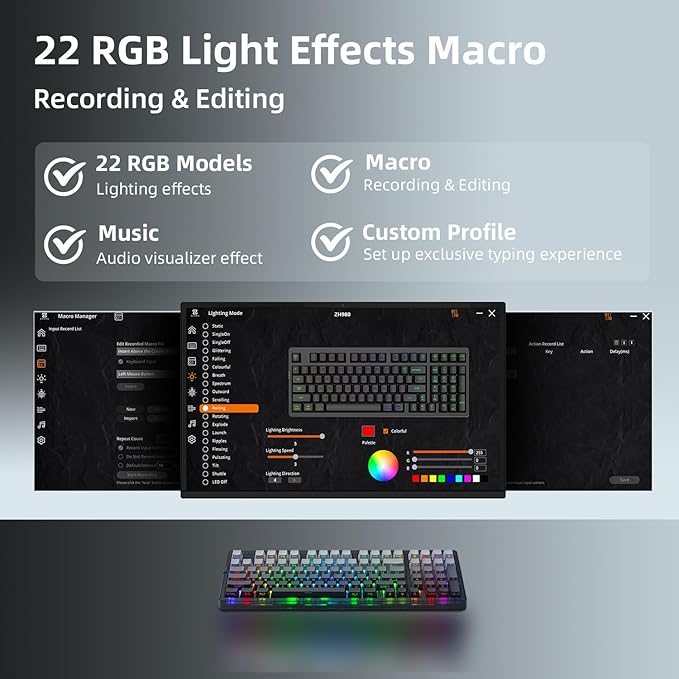 ZORNHER ZH980 Silent Mechanical Keyboard,95% Black & White Silent Gaming Keyboard with Number Pad,Lighted Up PBT Keycaps,Keyboard Quiet Silent Switches,Hot-Swappable,RGB Backlit